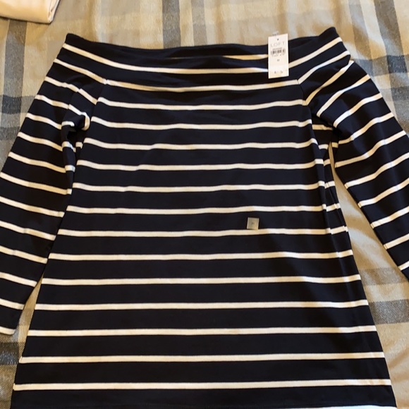 LOFT Off the Shoulder Striped T - Picture 2 of 6